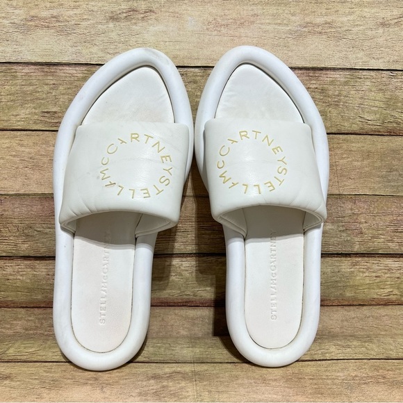 Stella Mcartney White Vegan Leather Padded Pointed Slide Sandals - Picture 8 of 9